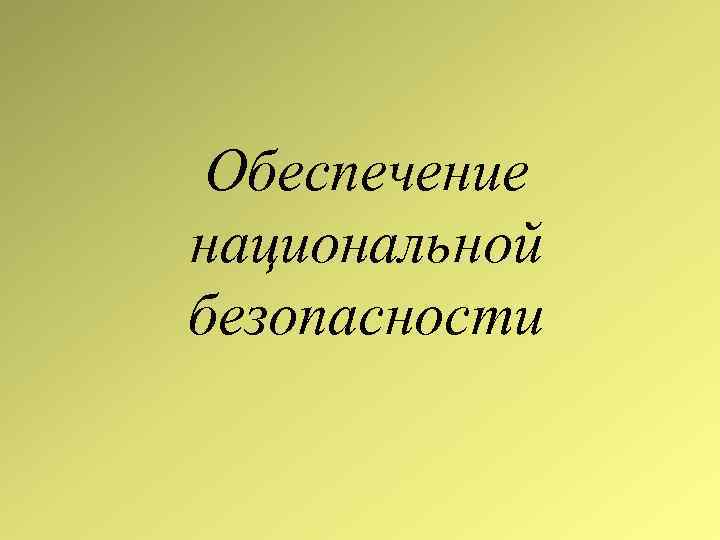 Обеспечение национальной безопасности 