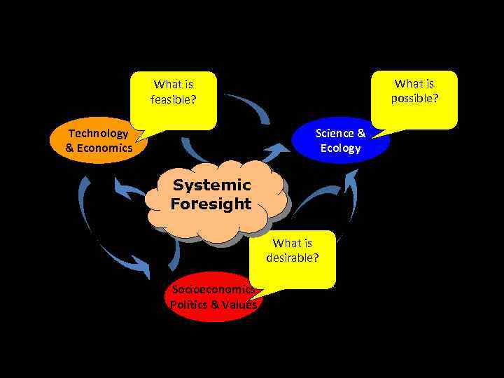 What is possible? What is feasible? Technology & Economics Science & Ecology Systemic Foresight