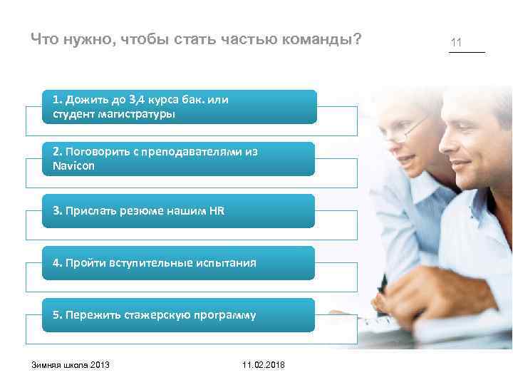 Что нужно, чтобы стать частью команды? 1. Дожить до 3, 4 курса бак. или