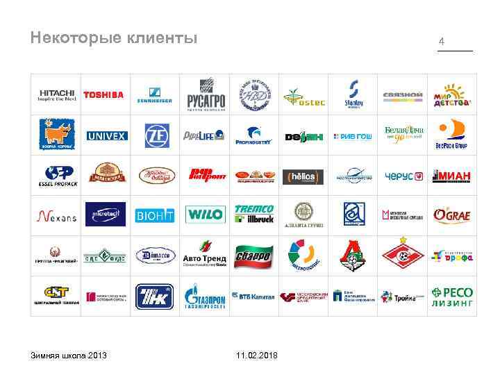 Некоторые клиенты Зимняя школа 2013 4 11. 02. 2018 