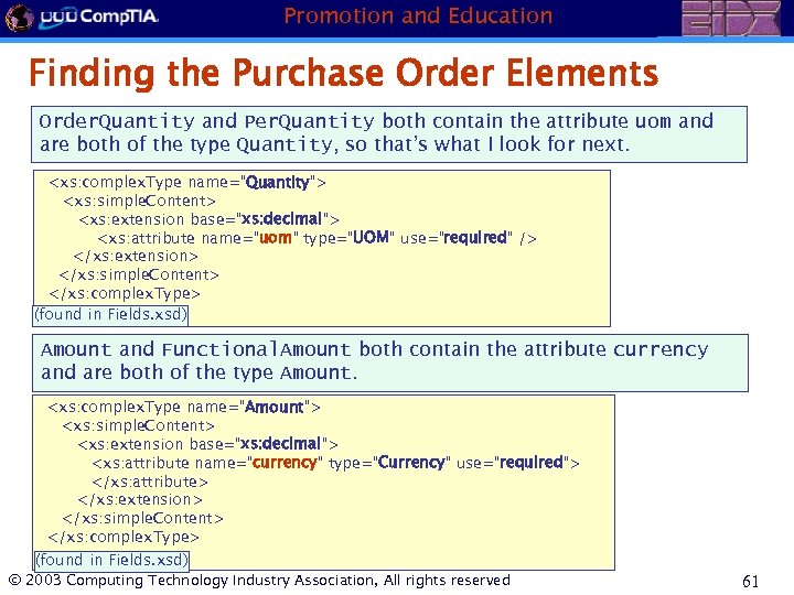 Promotion and Education Finding the Purchase Order Elements Order. Quantity and Per. Quantity both
