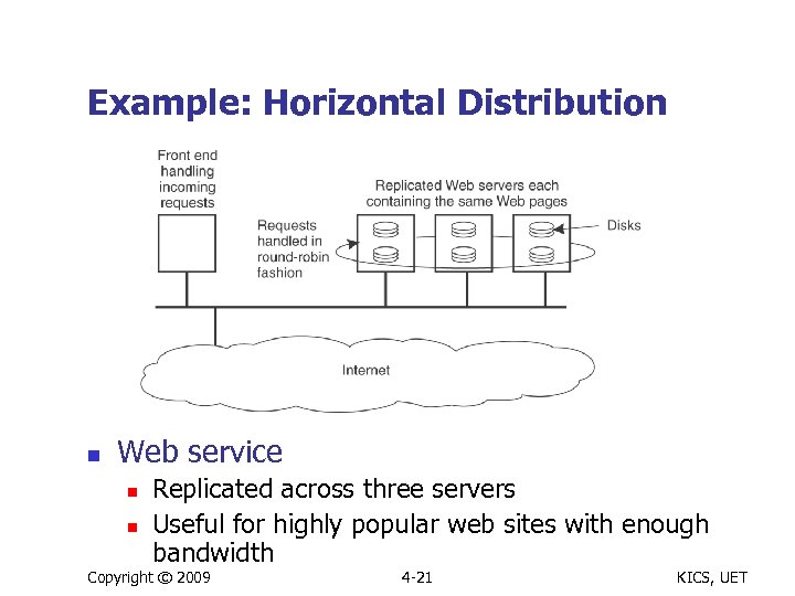 Example: Horizontal Distribution n Web service n n Replicated across three servers Useful for