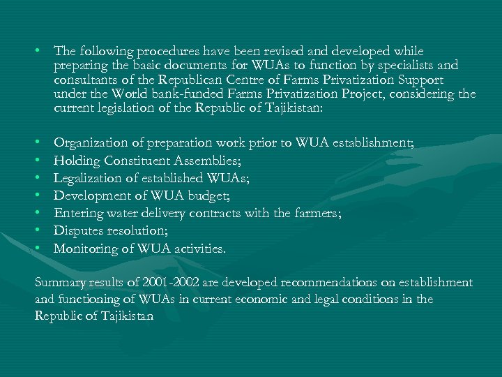  • The following procedures have been revised and developed while preparing the basic