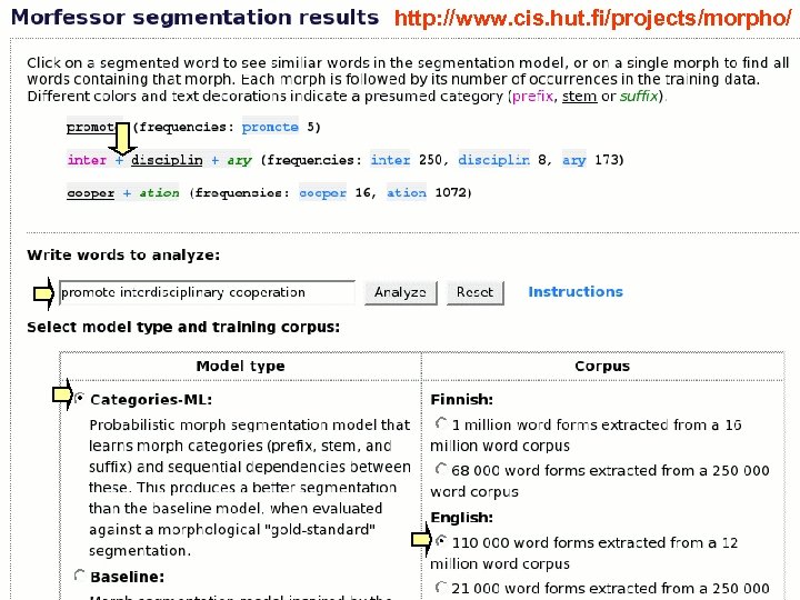 http: //www. cis. hut. fi/projects/morpho/ Demo 6 HUT 32 