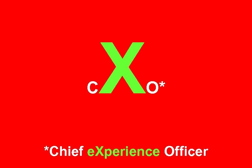 C X O* *Chief e. Xperience Officer 