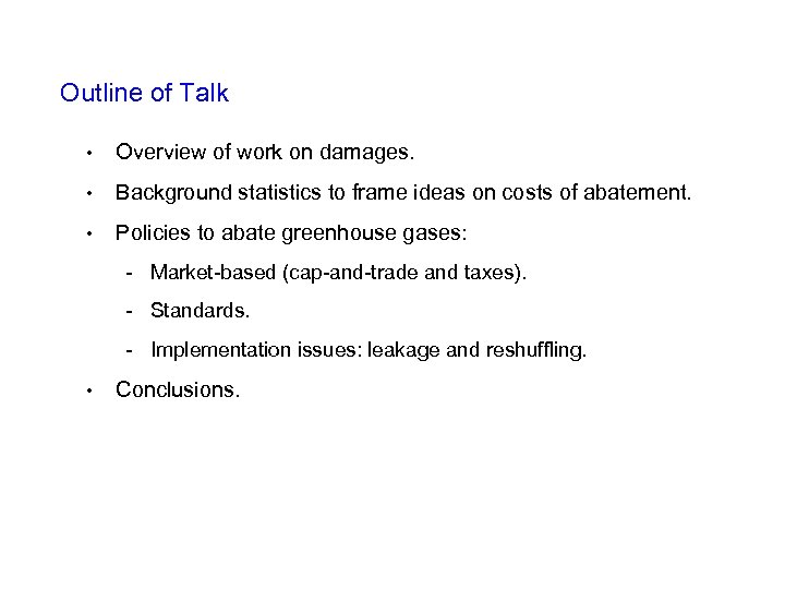 Outline of Talk • Overview of work on damages. • Background statistics to frame