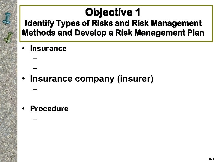 Objective 1 Identify Types of Risks and Risk Management Methods and Develop a Risk