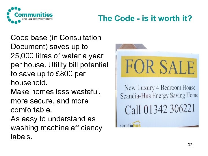 The Code - is it worth it? Code base (in Consultation Document) saves up