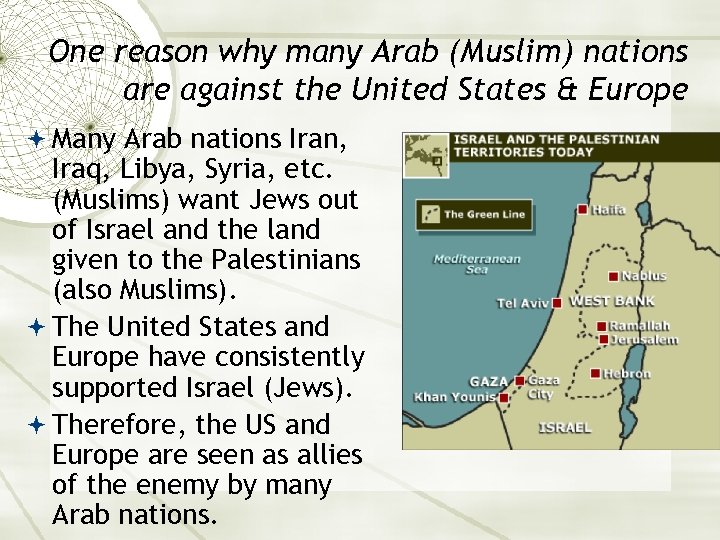 One reason why many Arab (Muslim) nations are against the United States & Europe