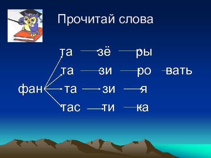 Прочитай слова фан та тас зё зи зи ти ры ро я ка вать