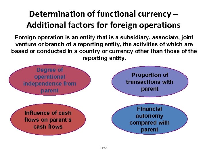 Determination of functional currency – Additional factors foreign operations Foreign operation is an entity