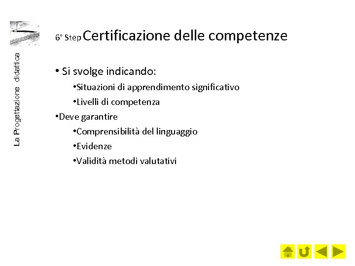 La Progettazione didattica 6° Step Certificazione delle competenze • Si svolge indicando: • Situazioni