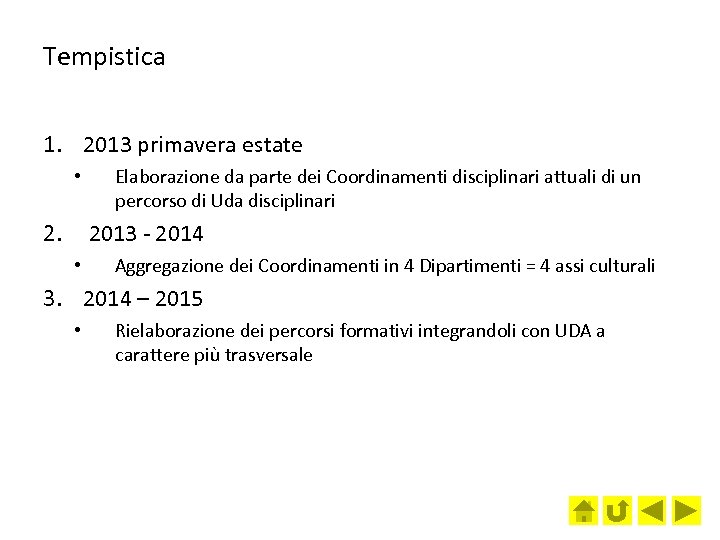 Tempistica 1. 2013 primavera estate • 2. Elaborazione da parte dei Coordinamenti disciplinari attuali