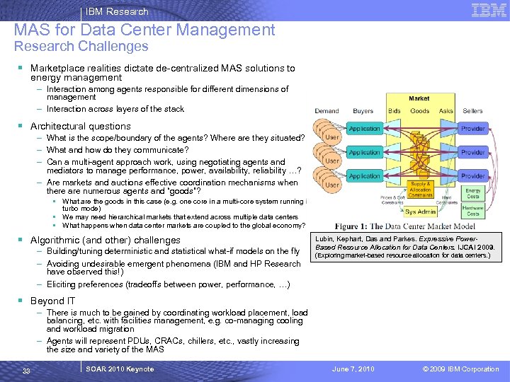 IBM Research MAS for Data Center Management Research Challenges § Marketplace realities dictate de-centralized