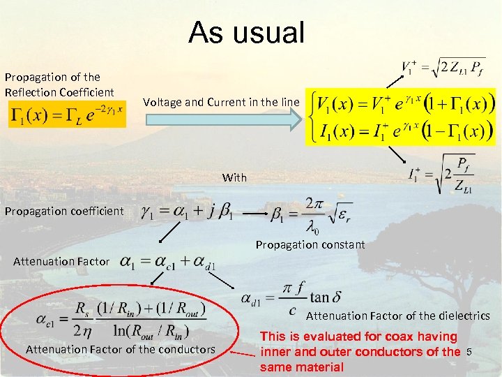 As usual Propagation of the Reflection Coefficient Voltage and Current in the line With