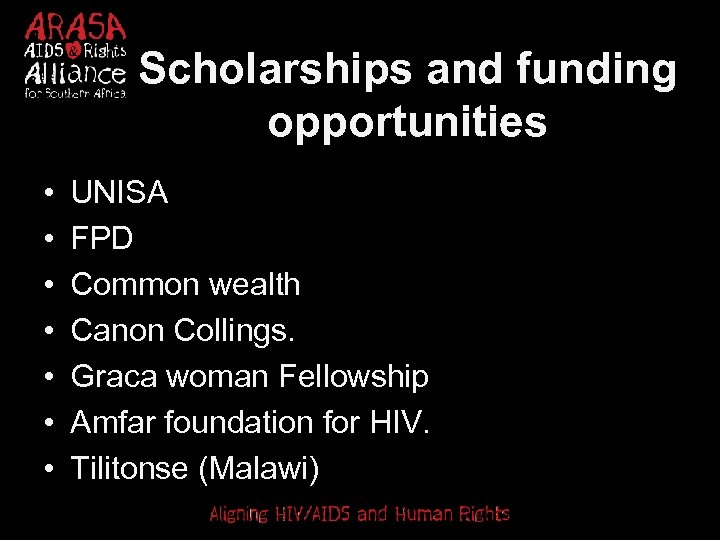 Scholarships and funding opportunities • • UNISA FPD Common wealth Canon Collings. Graca woman