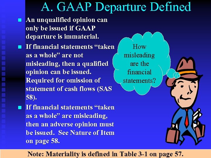 A. GAAP Departure Defined n n n An unqualified opinion can only be issued