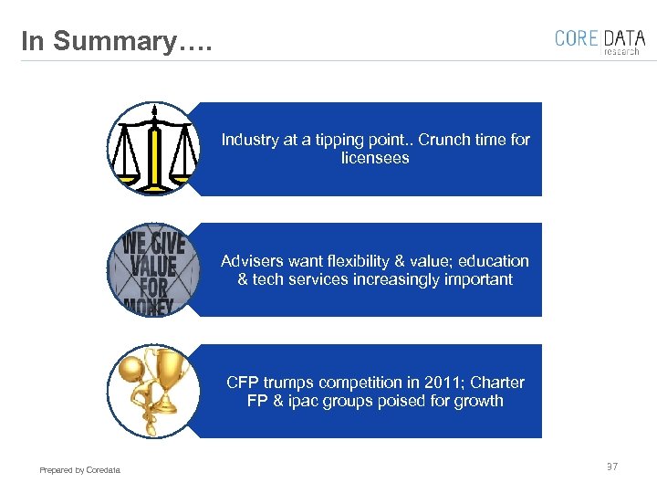 In Summary…. Industry at a tipping point. . Crunch time for licensees Advisers want