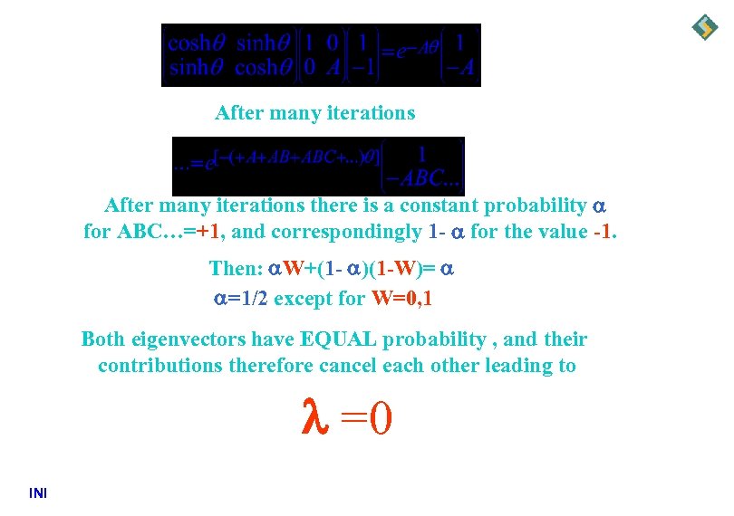 After many iterations there is a constant probability for ABC…=+1, and correspondingly 1 -