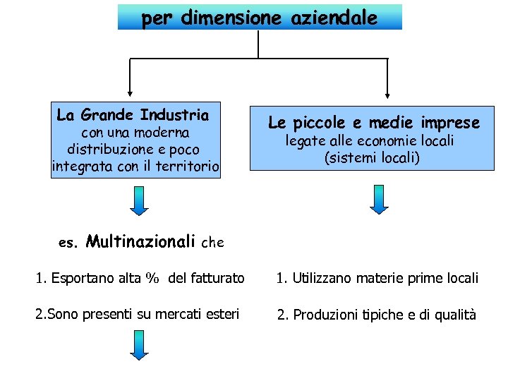 per dimensione aziendale La Grande Industria con una moderna distribuzione e poco integrata con