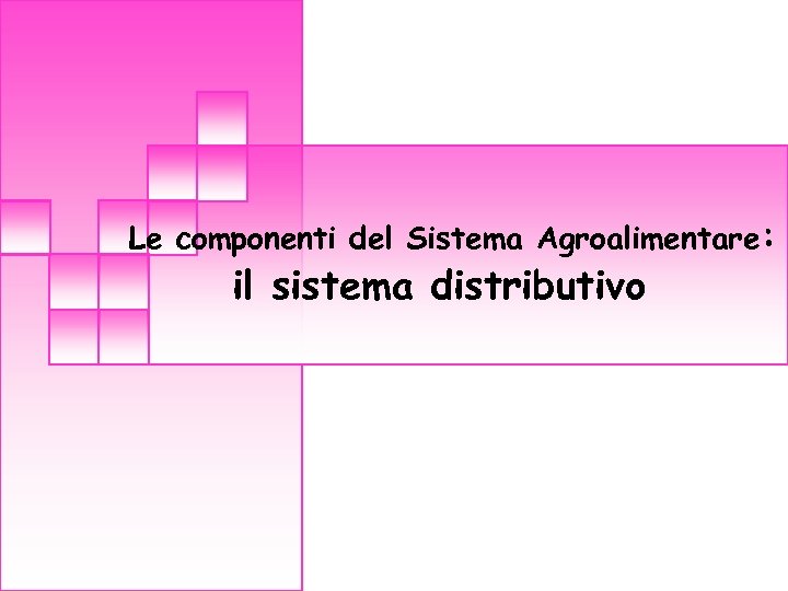 Le componenti del Sistema Agroalimentare: il sistema distributivo 