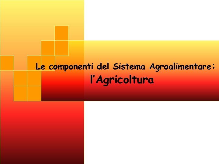 Le componenti del Sistema Agroalimentare: l’Agricoltura 