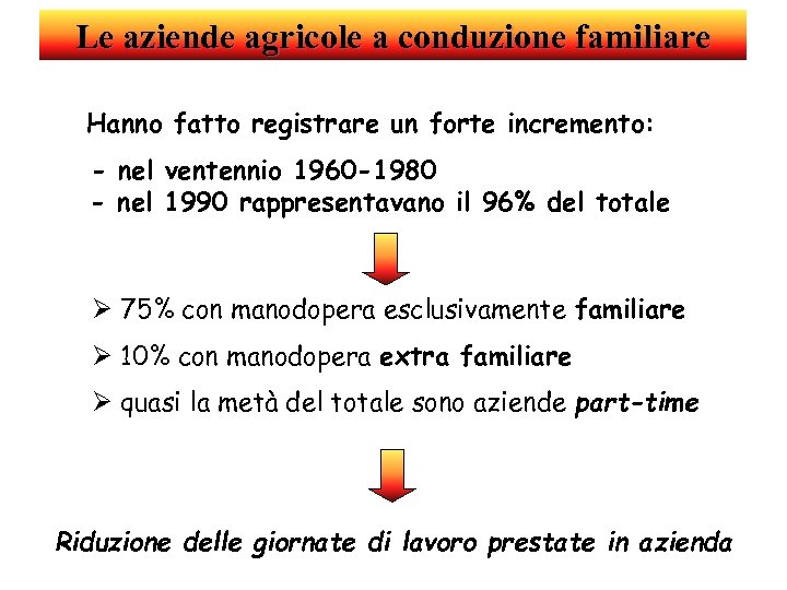 Le aziende agricole a conduzione familiare Hanno fatto registrare un forte incremento: d e