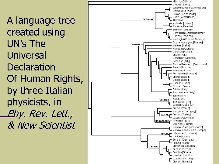 A language tree created using UN’s The Universal Declaration Of Human Rights, by three