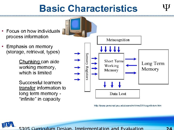 Basic Characteristics • Focus on how individuals process information • Emphasis on memory (storage,