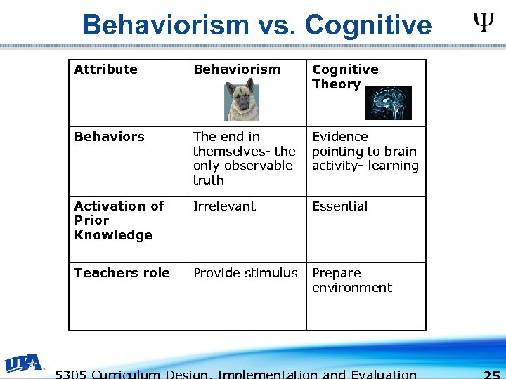 Behaviorism vs. Cognitive Attribute Behaviorism Cognitive Theory Behaviors The end in themselves- the only