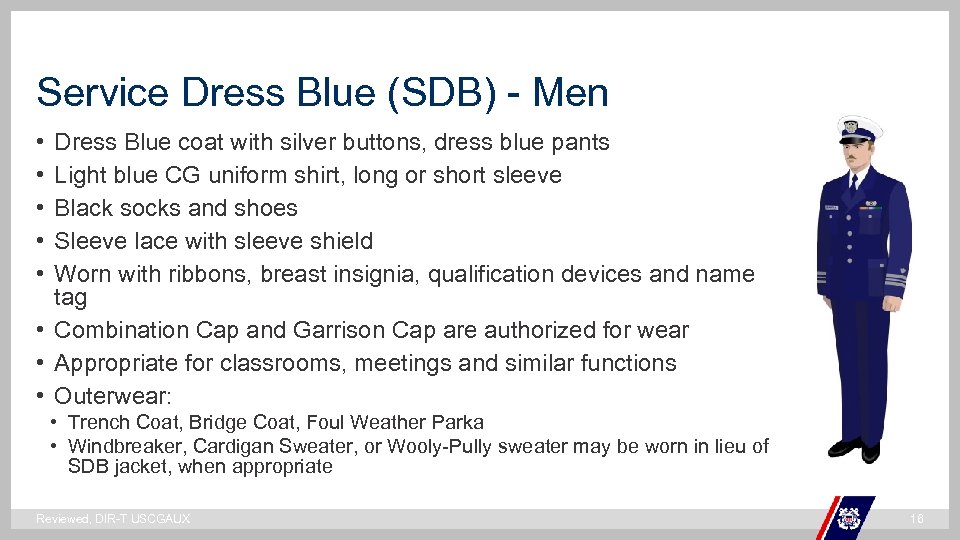 Service Dress Blue (SDB) - Men • • • Dress Blue coat with silver