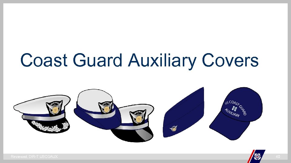 Coast Guard Auxiliary Covers ` Reviewed, DIR-T USCGAUX 40 