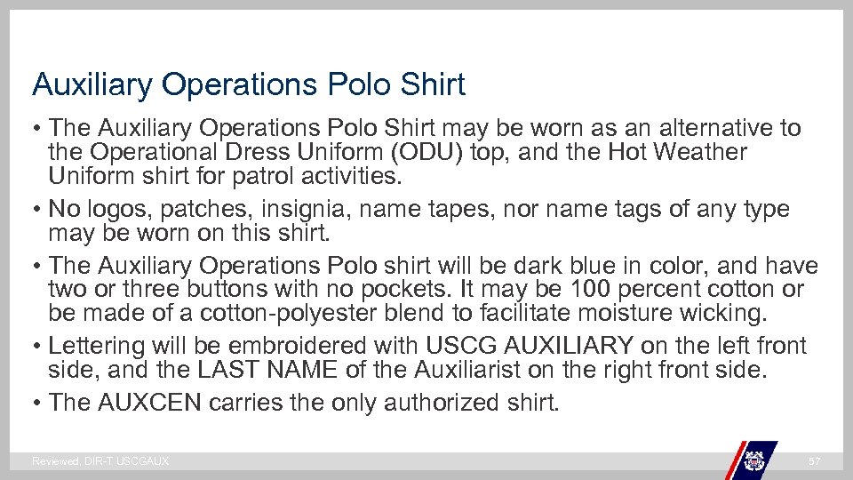 Auxiliary Operations Polo Shirt • The Auxiliary Operations Polo Shirt may be worn as