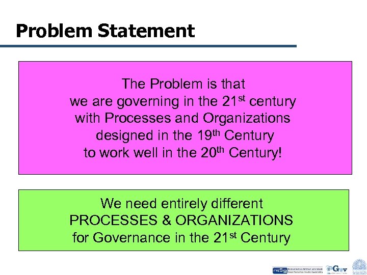 Problem Statement The Problem is that we are governing in the 21 st century