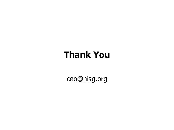 Thank You ceo@nisg. org 