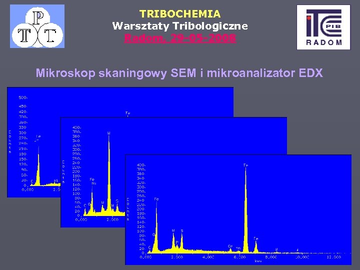 TRIBOCHEMIA Warsztaty Tribologiczne Radom, 29 -05 -2008 Mikroskop skaningowy SEM i mikroanalizator EDX 
