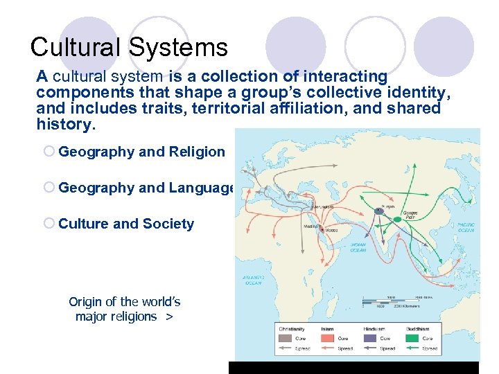 Cultural Systems A cultural system is a collection of interacting components that shape a