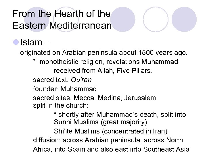 From the Hearth of the Eastern Mediterranean l Islam – originated on Arabian peninsula