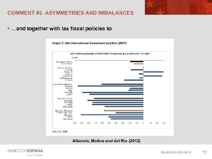 COMMENT #3. ASYMMETRIES AND IMBALANCES • …and together with lax fiscal policies to Alberola,