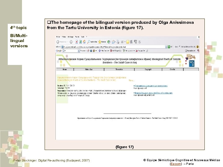 4 th topic q. The homepage of the bilingual version produced by Olga Anissimova