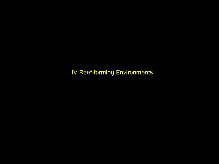 IV Reef-Forming Environments IV Reef-forming Environments 