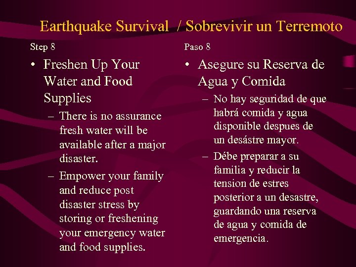 Earthquake Survival / Sobrevivir un Terremoto Step 8 Paso 8 • Freshen Up Your