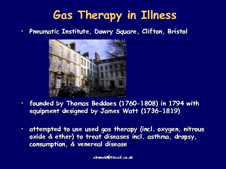 Gas Therapy in Illness • Pneumatic Institute, Dowry Square, Clifton, Bristol • founded by