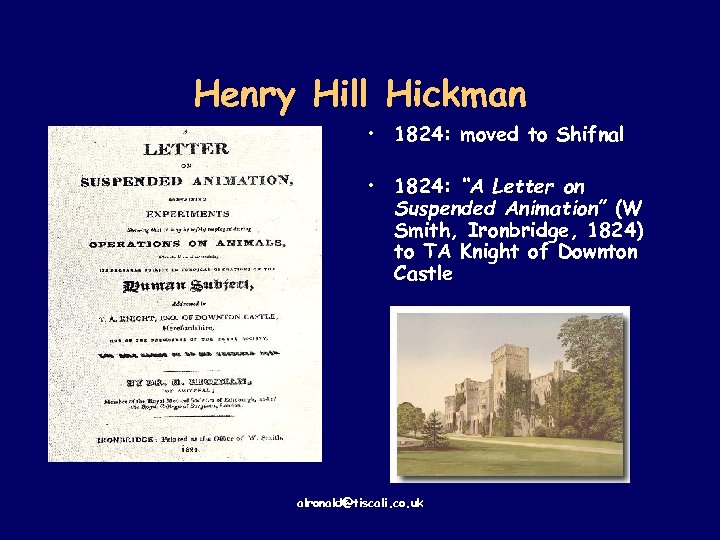 Henry Hill Hickman • 1824: moved to Shifnal • 1824: “A Letter on Suspended