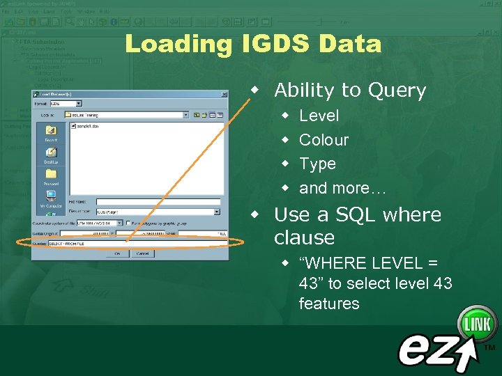 Loading IGDS Data w Ability to Query w w Level Colour Type and more…