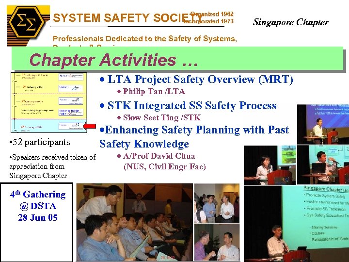 SS Organized SYSTEM SAFETY SOCIETY 1962 Incorporated 1973 Singapore Chapter Professionals Dedicated to the