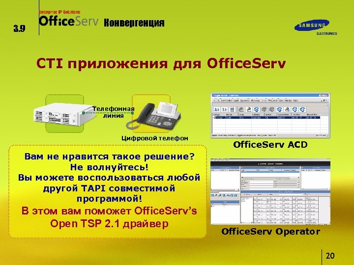 3. 9 Конвергенция CTI приложения для Office. Serv Телефонная линия Цифровой телефон Office. Serv