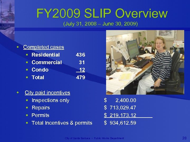 FY 2009 SLIP Overview (July 31, 2008 – June 30, 2009) w Completed cases