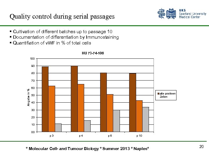 Quality control during serial passages § Cultivation of different batches up to passage 10