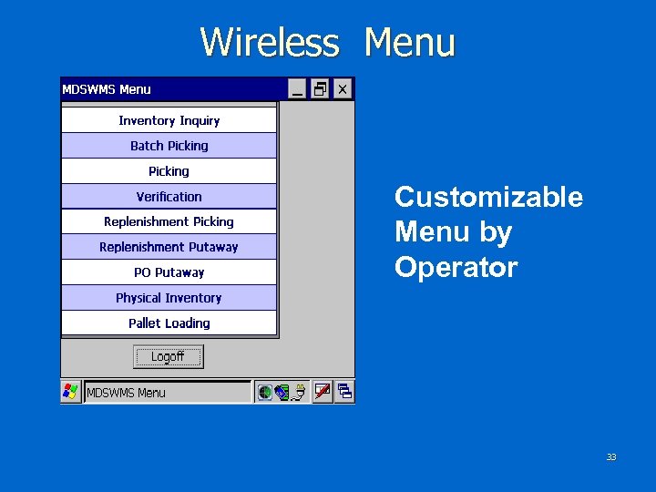 Wireless Menu Customizable Menu by Operator 33 